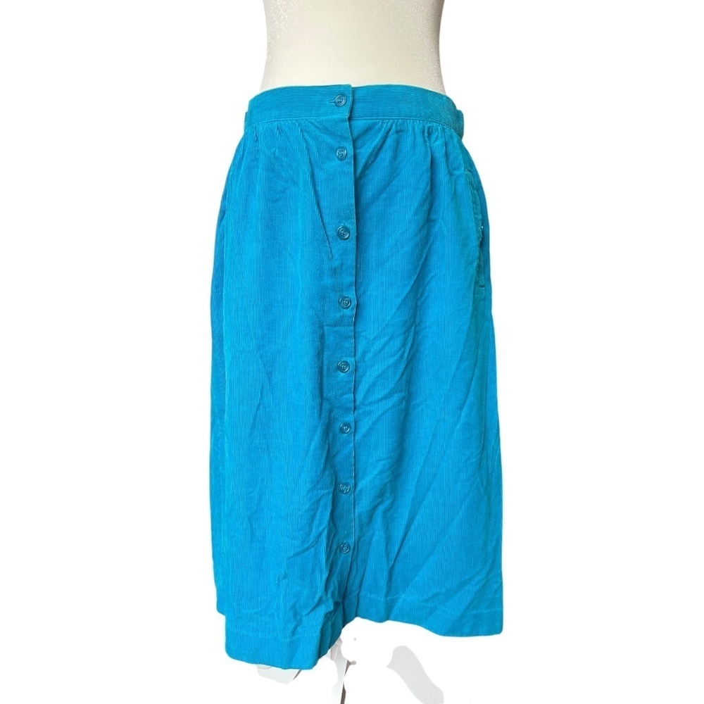Vintage Vibrant Blue Cotton Corduroy Long Skirt